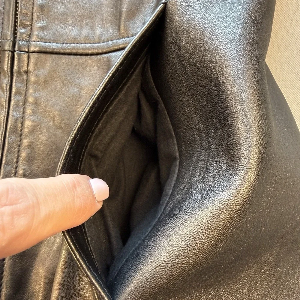 Alfani Petite Outerwear Women's Small Soft Supple Leather Coat Jacket Full Zip - Picture 7 of 11